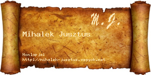 Mihalek Jusztus névjegykártya